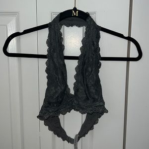 Free People grey lace halter bralette